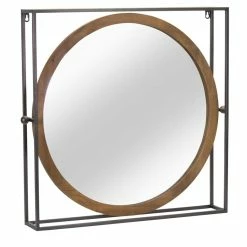 Buy 😉 24.5" Iron & Wood Mirror Tabletop Accent by Melrose 👏
