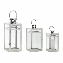 Deals 👍 Stainless Steel Lantern Set, 11.75", 16" & 20.5" by Melrose 🌟