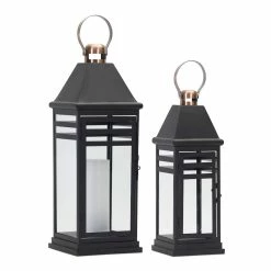 Top 10 ❤️ Black Metal & Glass Lantern Set, 16.25" & 20.5" by Melrose ⌛