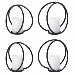 Deals 🧨 Black Metal Candle Holder Set, 7.5" & 8.5" by Melrose ⭐