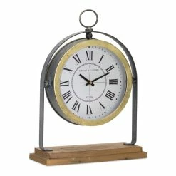 Wholesale 👏 15.5" Wood & Iron Clock On Stand by Melrose 😍