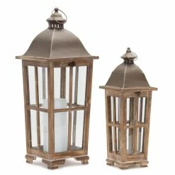 Deals ✨ Tan Wooden Lantern Set, 19" & 25.7" by Melrose 👏