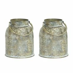 Discount 😉 7.5" Textured Gold Candle Holder Set by Melrose 😀