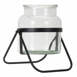 Best Pirce ✔️ 9" Metal & Glass Vase In Stand Set by Melrose ✔️