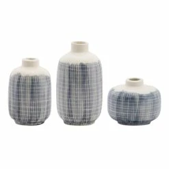 Budget 🤩 Blue & White Vase Set, 3.5", 5.25" & 6.25" by Melrose 😉