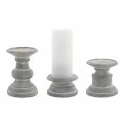 Wholesale ⭐ Gray Terra Cotta Candle Holder Set, 3.5", 6.25" & 8.5" by Melrose ✨