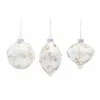 Budget 🎁 White with Gold Swirl Glass Ornament Set, 5", 5.25" & 6" by Melrose 🤩 -Melrose Shop D254260S 1