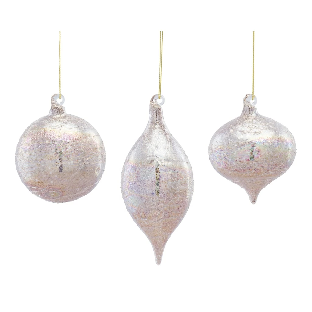Cheap ❤️ Silver Glass Ornament Set, 4.25" & 6.5" by Melrose ⌛ 3 Cheap ❤️ Silver Glass Ornament Set, 4.25" & 6.5" by Melrose ⌛