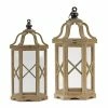Flash Sale ✨ Iron & Wood Lantern Set, 23.5" & 31" by Melrose 🤩 -Melrose Shop D254653S 1