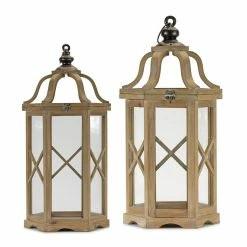 Flash Sale ✨ Iron & Wood Lantern Set, 23.5" & 31" by Melrose 🤩