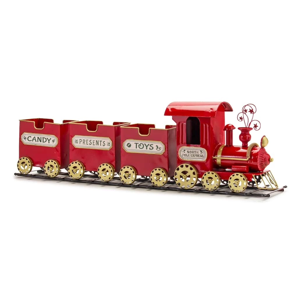 Brand new ๐ 37" Red Metal ๐ Christmas Train on Tracks Accent by Melrose ๐ 3 Brand new ๐ 37" Red Metal ๐ Christmas Train on Tracks Accent by Melrose ๐