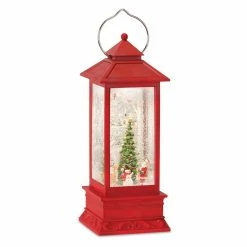 Outlet ❤️ 12.5" Red Santa Scene Snow Globe Lantern by Melrose 🥰