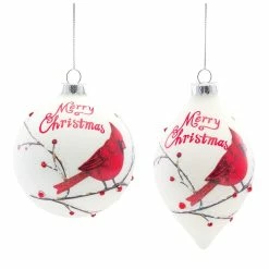 Budget 🎁 6ct. Cardinal Glass Round Ornament Set, 5" & 6" by Melrose 🤩