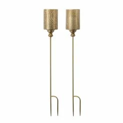 Best Sale 🔔 40" Gold Candle Holder Metal Garden Stake, 4ct. by Melrose 😉
