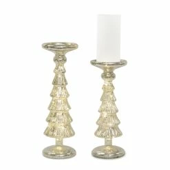 Best deal 🥰 Silver LED Glass Candle Holder Set, 12" & 14" by Melrose 💯
