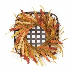 Deals 👍 20" Orange Wreath & Wicker Wall Accent by Melrose 💯