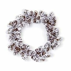 Outlet ⭐ 18" Snowy Pinecone Wreath by Melrose 👏