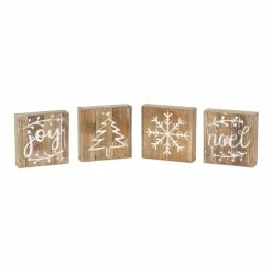 Buy 🧨 6" 🎄 Christmas Wood Plaque Set by Melrose 🥰