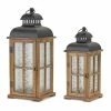 Brand new 😀 Brown Wood & Metal Lantern Set, 14.5" & 19.25" by Melrose ✨ -Melrose Shop D255551S 1