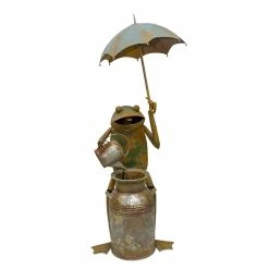 Flash Sale 🎁 53.75" Rustic Metal Frog with Umbrella Fountain by Melrose 🥰