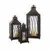 Hot Sale ⭐ Contemporary Black Metal Lantern Set, 11", 16" & 23" by Melrose 🎁 -Melrose Shop D647246S 1