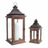 Outlet ❤️ Wood, Iron & Glass Candle Lantern Set by Melrose 🎁 -Melrose Shop D647259S 1
