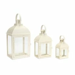 Hot Sale 🛒 Iron And Glass Candle Lanterns, 3ct. by Melrose 🔥