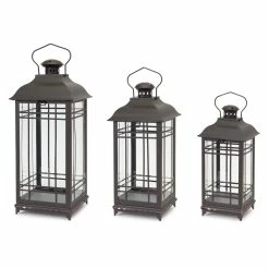 Promo 😍 Metal & Glass Stand With 3 Lanterns by Melrose 🤩