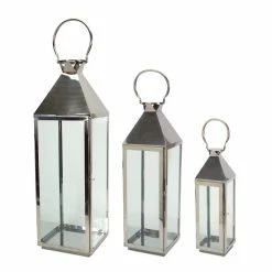 Best reviews of 😍 Silver Stainless Steel & Glass Lantern Set, 19.5'', 26'', & 34'' by Melrose 😉