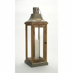 Coupon 🔔 39.5'' Natural Wood & Metal Lantern by Melrose 🧨