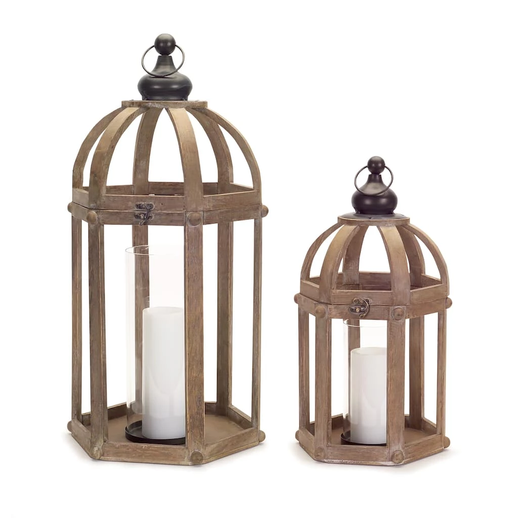 Cheap π Black and Brown Wood, Metal & Glass Lantern Set, 12'' & 28'' by Melrose β 3 Cheap π Black and Brown Wood, Metal & Glass Lantern Set, 12'' & 28'' by Melrose β