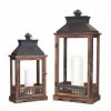 Best deal ⭐ Black and Brown Wood, Metal & Glass Lantern Set, 21'' & 27'' by Melrose 🛒 -Melrose Shop D647289S 1