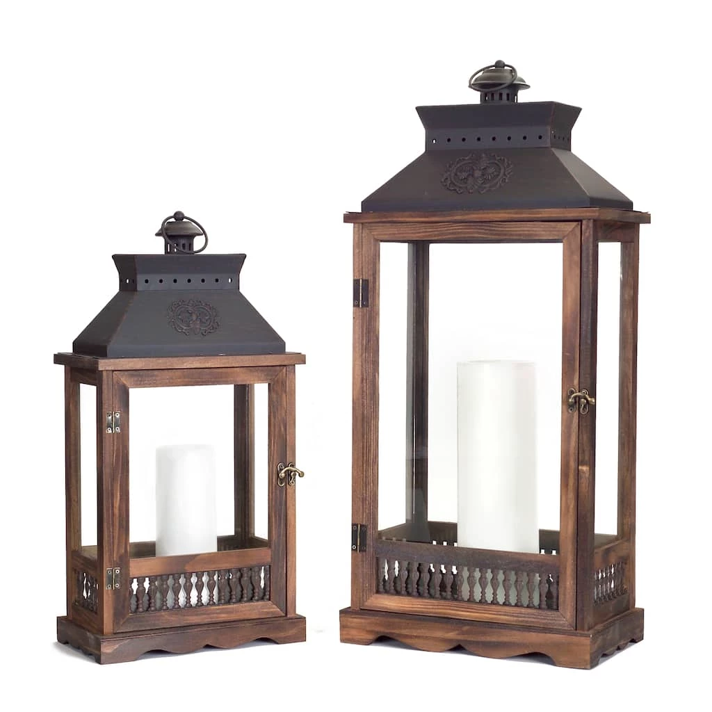 Best deal β Black and Brown Wood, Metal & Glass Lantern Set, 21'' & 27'' by Melrose π 3 Best deal β Black and Brown Wood, Metal & Glass Lantern Set, 21'' & 27'' by Melrose π