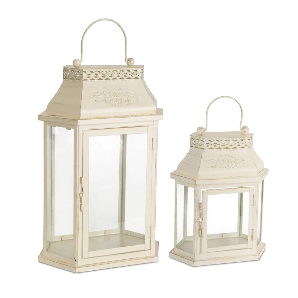 Buy π₯ Rustic Ivory Metal & Glass Lantern Set, 10.5'' & 17'' by Melrose β¨ 3 Buy π₯ Rustic Ivory Metal & Glass Lantern Set, 10.5'' & 17'' by Melrose β¨