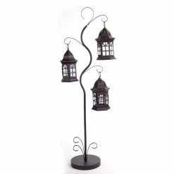 Best Sale ❤️ 51.25'' Antique Brown and Black Metal Triple Lantern Tree by Melrose 👏