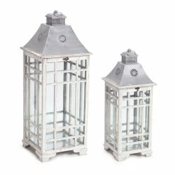 Best reviews of 👏 White and Gray Metal & Glass Lantern Set, 24.5'' & 33'' by Melrose 😍