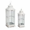 Cheapest 💯 White and Gray Metal & Glass Lantern Set, 28'' & 38'' by Melrose 🔔 -Melrose Shop D647296S 1