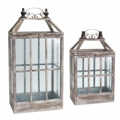 Top 10 👏 Brown and White Wood, Metal & Glass Lantern Set, 22.75'' & 31.5'' by Melrose ❤️