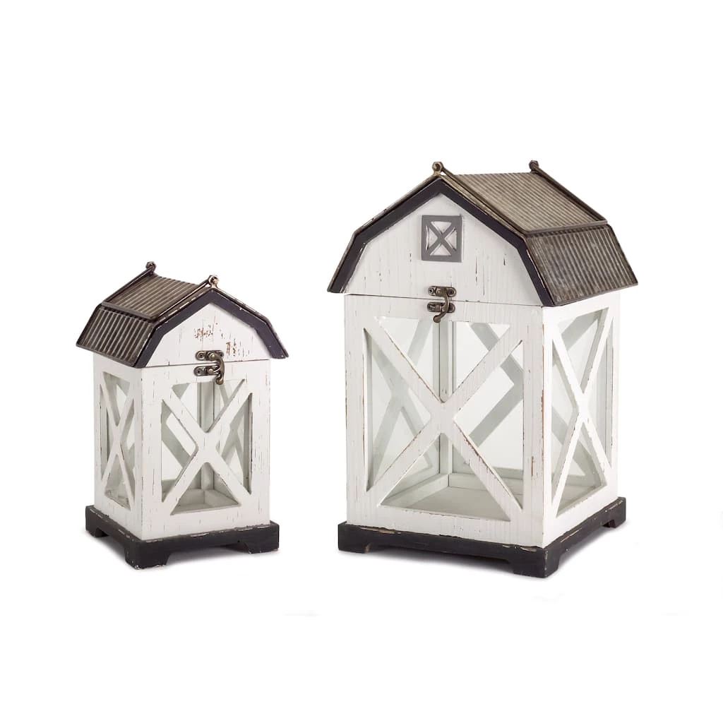 Flash Sale β€οΈ Wood & Glass Barn Lantern Set, 10.5" & 14.5" by Melrose π₯° 3 Flash Sale β€οΈ Wood & Glass Barn Lantern Set, 10.5" & 14.5" by Melrose π₯°