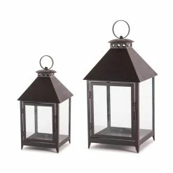 Top 10 ⭐ Black Metal & Glass Lantern Set, 11.75" & 16" by Melrose 🎁