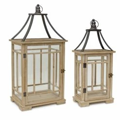 Best deal 🔔 Natural Wooden Lantern Set, 23" & 31" by Melrose 🔥