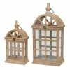 Budget ⌛ Whitewashed Wooden Lantern Set, 14.75" & 21.5" by Melrose 🎉 -Melrose Shop D647318S 1
