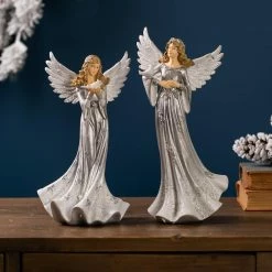 Deals 🧨 Angel Figurines, 11" & 12.75" by Melrose 🔔 -Melrose Shop D663147S 4