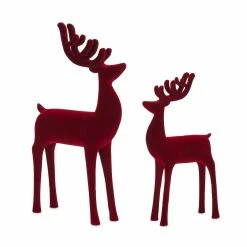 Deals 🧨 Faux Velvet Deer Figurine Set, 11.75" & 14.75" by Melrose ✔️