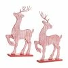 Buy 🎉 Red & White Metal Deer Figurine Set, 23.75" & 24" by Melrose ❤️ -Melrose Shop D663190S 1