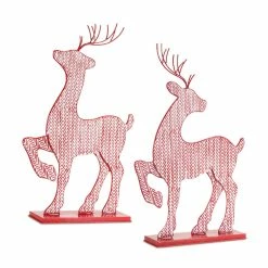 Buy 🎉 Red & White Metal Deer Figurine Set, 23.75" & 24" by Melrose ❤️