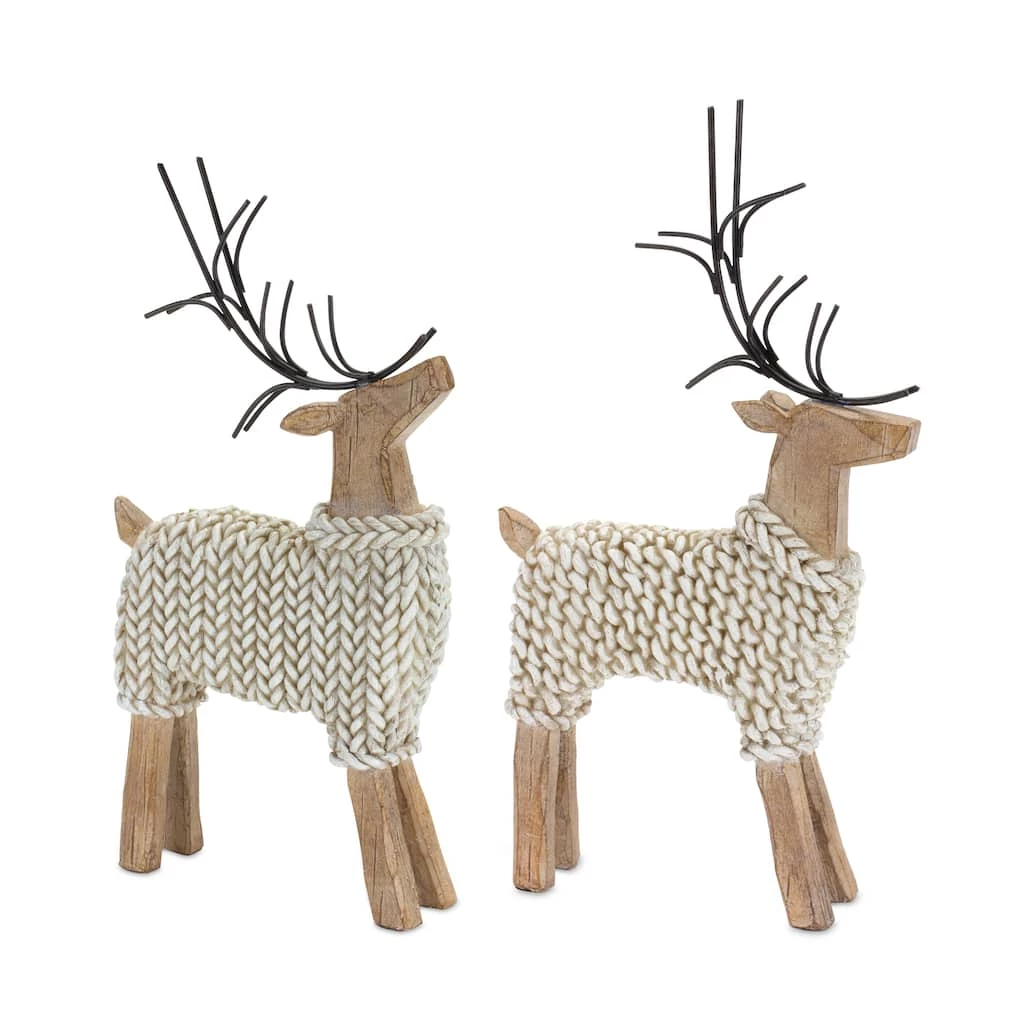 Wholesale π Deer with Sweater Figurine Set, 10.75" & 12" by Melrose π 3 Wholesale π Deer with Sweater Figurine Set, 10.75" & 12" by Melrose π