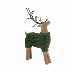 Hot Sale ⭐ Deer with Green Sweater Figurine Set, 10.75" & 12" by Melrose ⭐ -Melrose Shop D663200S 2