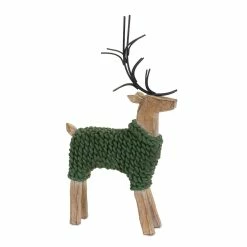 Hot Sale ⭐ Deer with Green Sweater Figurine Set, 10.75" & 12" by Melrose ⭐ -Melrose Shop D663200S 3