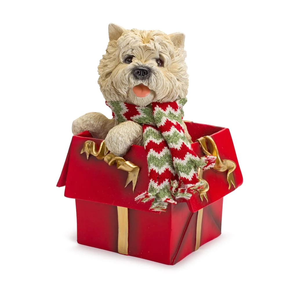 Outlet ⭐ Dog in Present Figurine Set, 11" & 11.5" by Melrose ❤️ 4 Outlet ⭐ Dog in Present Figurine Set, 11" & 11.5" by Melrose ❤️ - Image 2